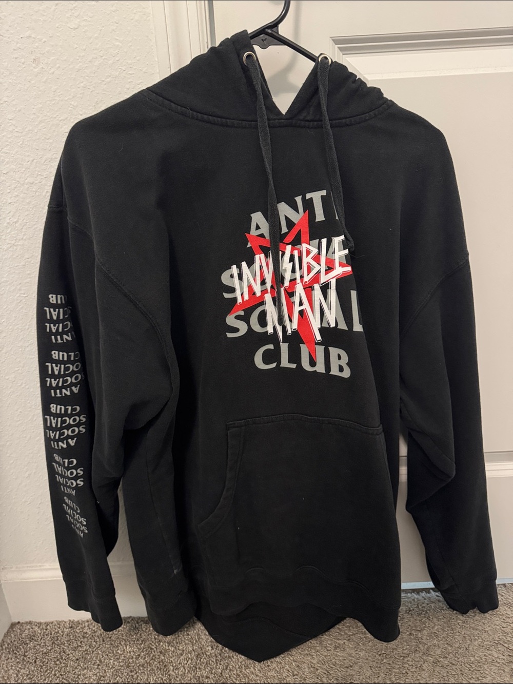 Anti Social Social Club Black Hoodie with Red and White Graphic